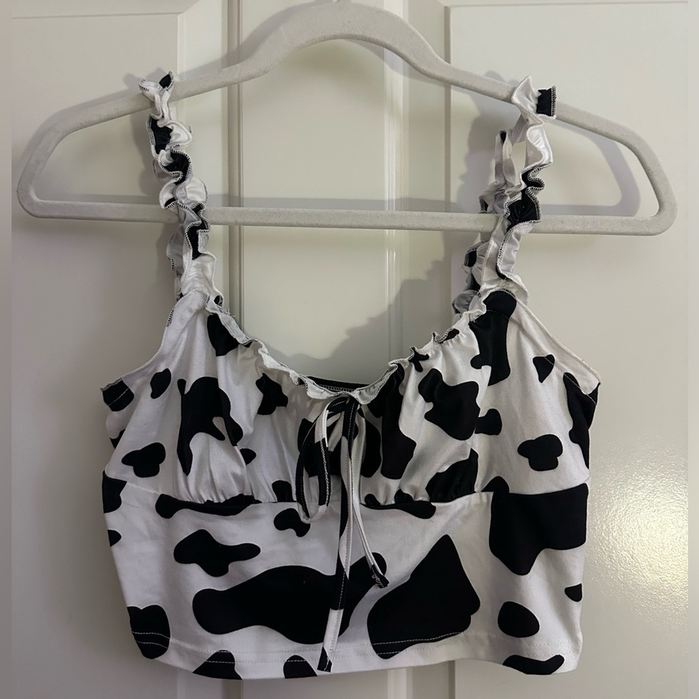 SHEIN Cow Print Crop Top